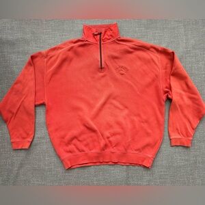Tommy Bahama Men’s Quarter Zip Pullover Sweater Coral Orange Casual Golf Sz XL